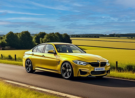 BMW 3 Series Yellow Country Road